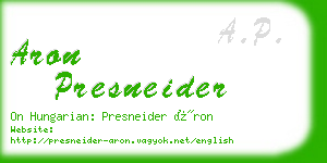 aron presneider business card